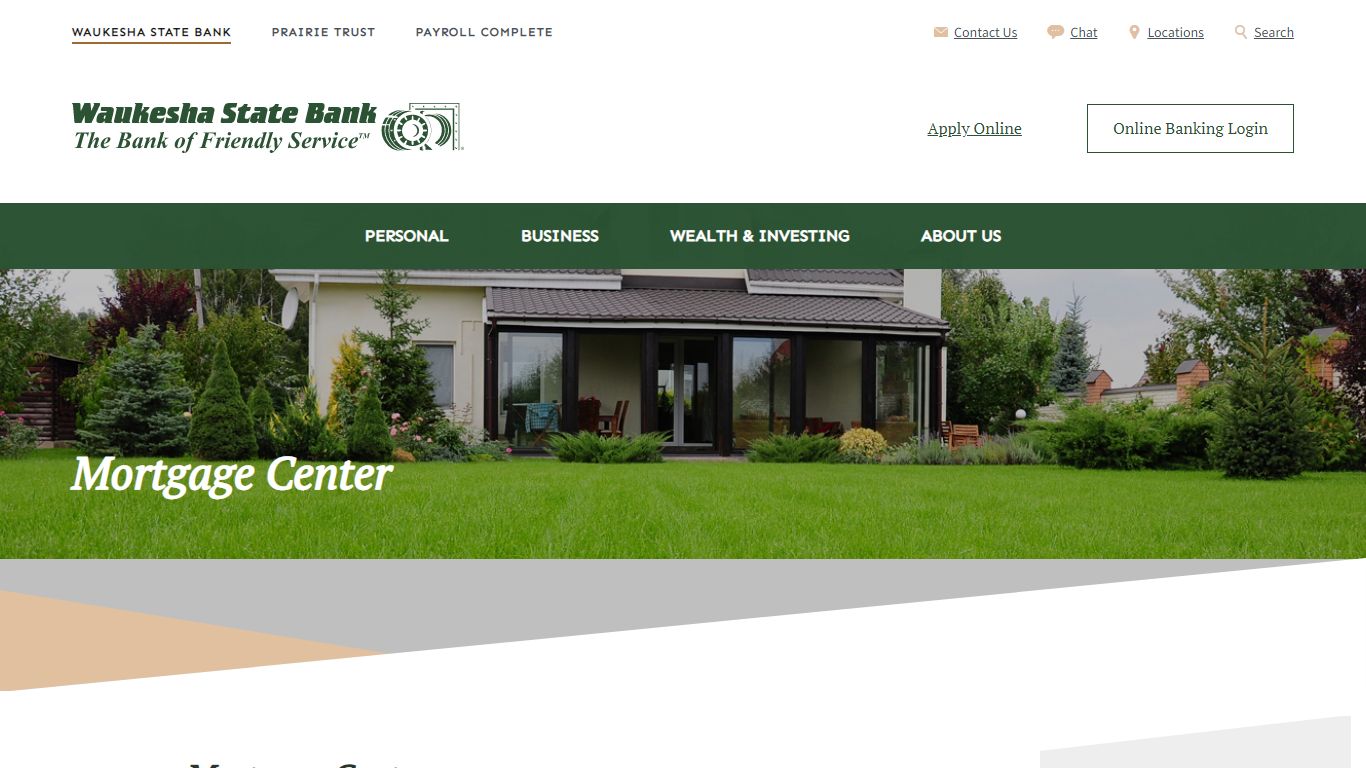 Waukesha State Bank - Mortgage and Consumer Loans - Index
